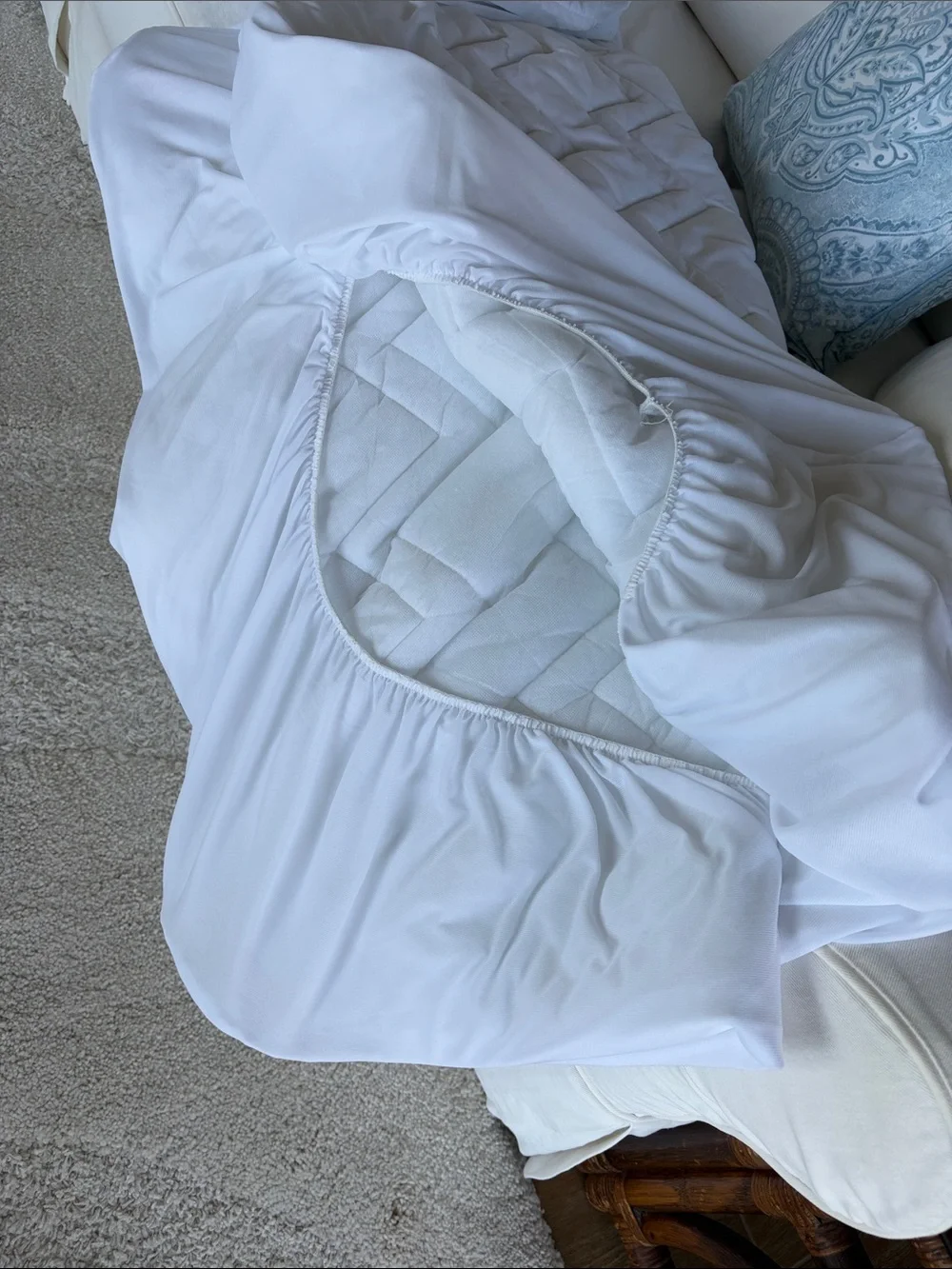 Martha Stewart White Quilted Mattress Protector Pad